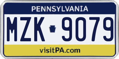 PA license plate MZK9079