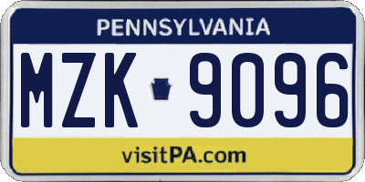 PA license plate MZK9096