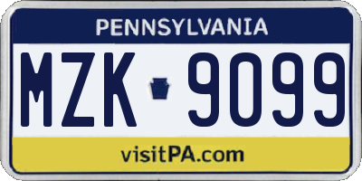 PA license plate MZK9099