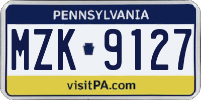 PA license plate MZK9127