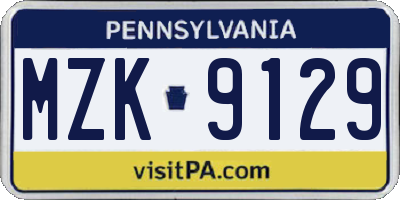 PA license plate MZK9129