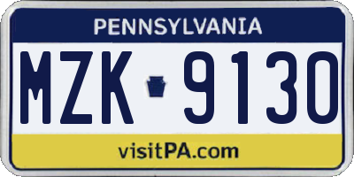 PA license plate MZK9130