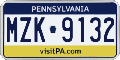 PA license plate MZK9132
