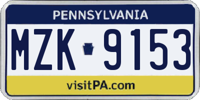 PA license plate MZK9153
