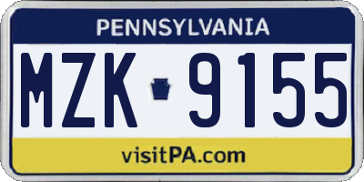 PA license plate MZK9155