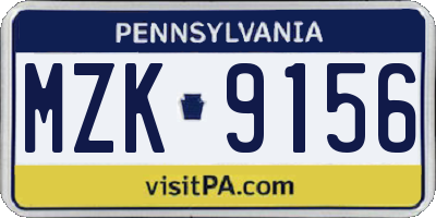 PA license plate MZK9156