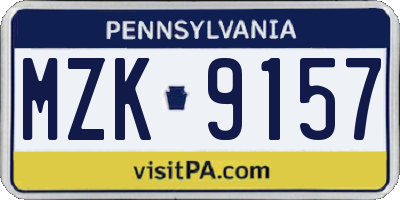 PA license plate MZK9157
