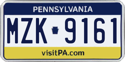 PA license plate MZK9161