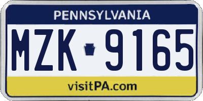 PA license plate MZK9165