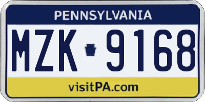 PA license plate MZK9168
