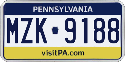 PA license plate MZK9188