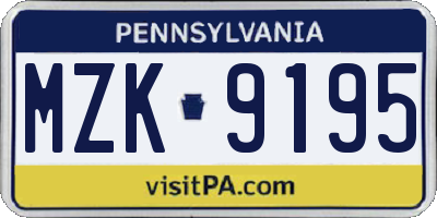 PA license plate MZK9195