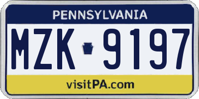 PA license plate MZK9197