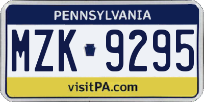 PA license plate MZK9295
