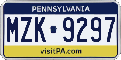 PA license plate MZK9297
