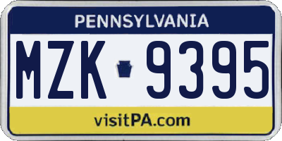 PA license plate MZK9395