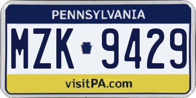 PA license plate MZK9429