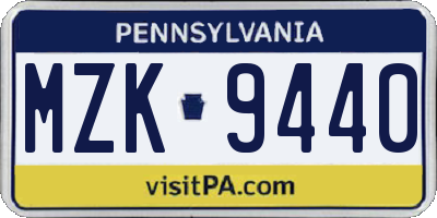 PA license plate MZK9440