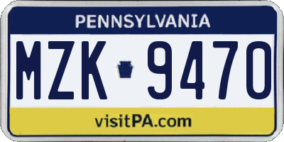 PA license plate MZK9470