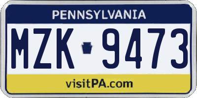 PA license plate MZK9473
