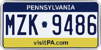 PA license plate MZK9486