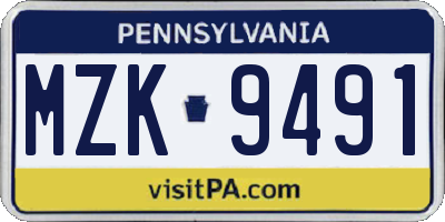 PA license plate MZK9491