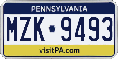 PA license plate MZK9493