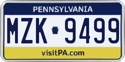 PA license plate MZK9499