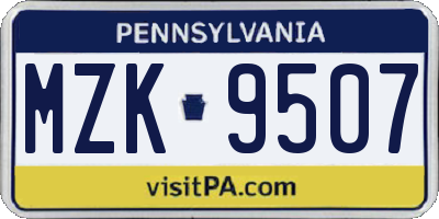 PA license plate MZK9507