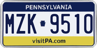 PA license plate MZK9510