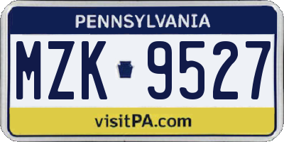PA license plate MZK9527