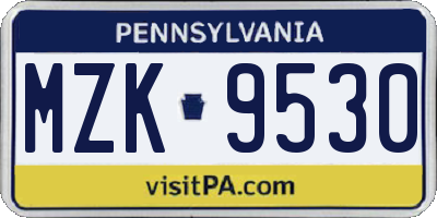 PA license plate MZK9530