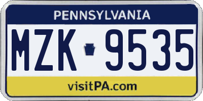 PA license plate MZK9535