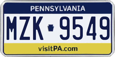 PA license plate MZK9549