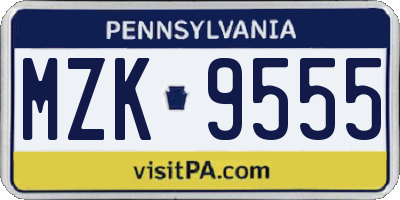 PA license plate MZK9555