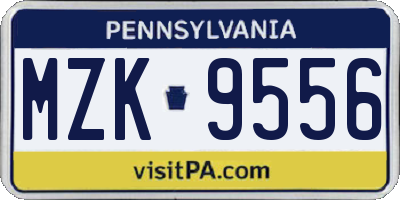 PA license plate MZK9556