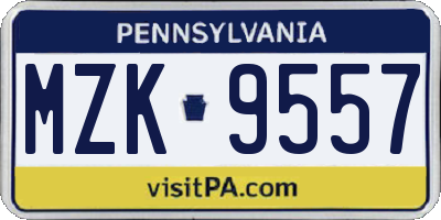 PA license plate MZK9557