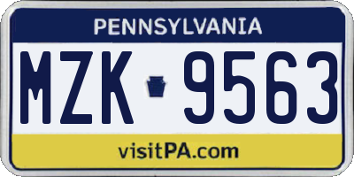 PA license plate MZK9563