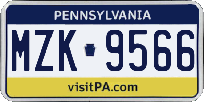 PA license plate MZK9566