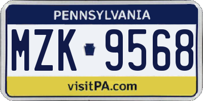 PA license plate MZK9568