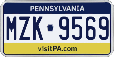 PA license plate MZK9569