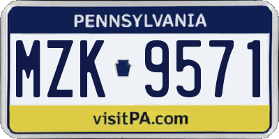 PA license plate MZK9571