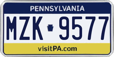 PA license plate MZK9577