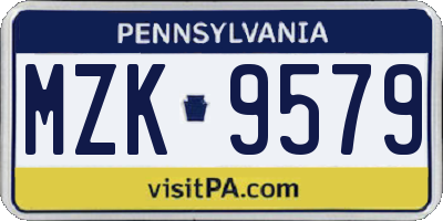 PA license plate MZK9579