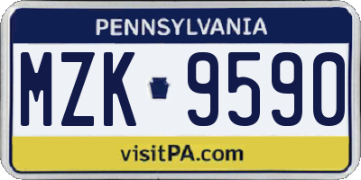 PA license plate MZK9590