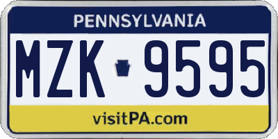 PA license plate MZK9595