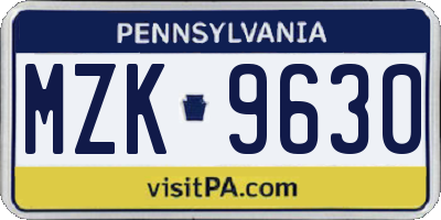 PA license plate MZK9630