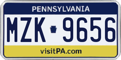 PA license plate MZK9656