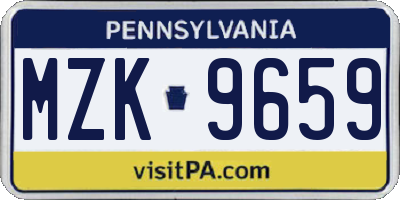 PA license plate MZK9659