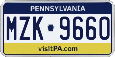 PA license plate MZK9660